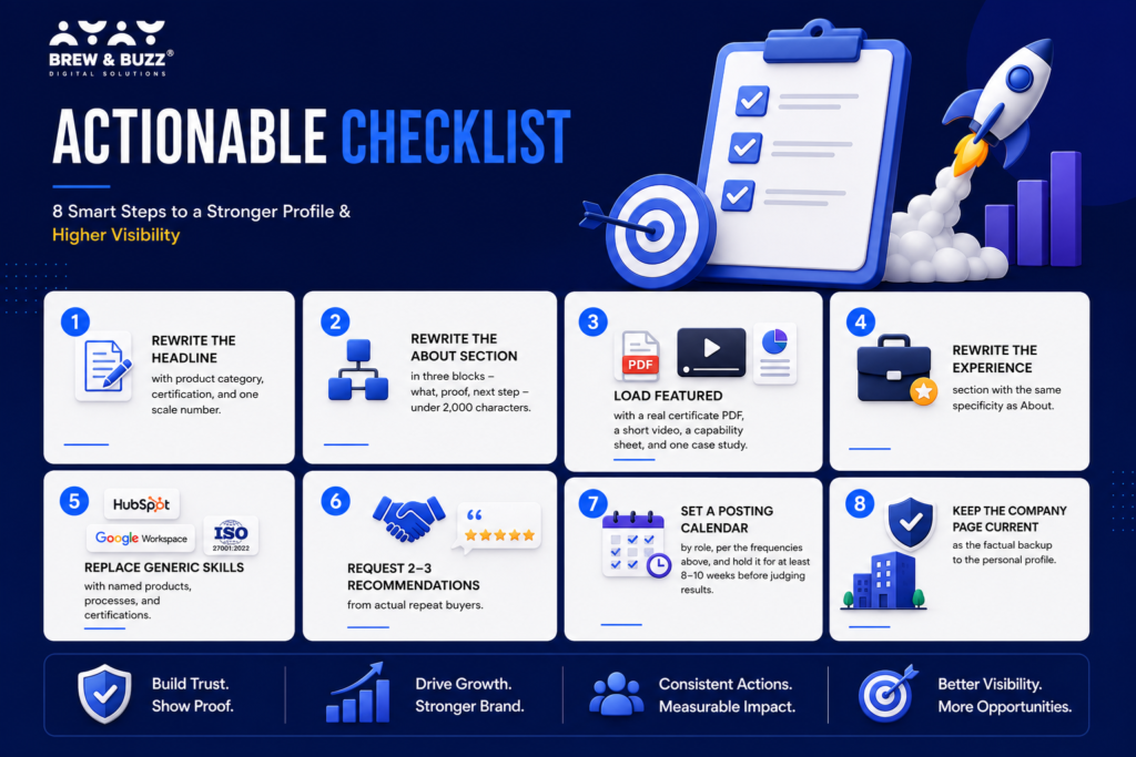 Actionable checklist